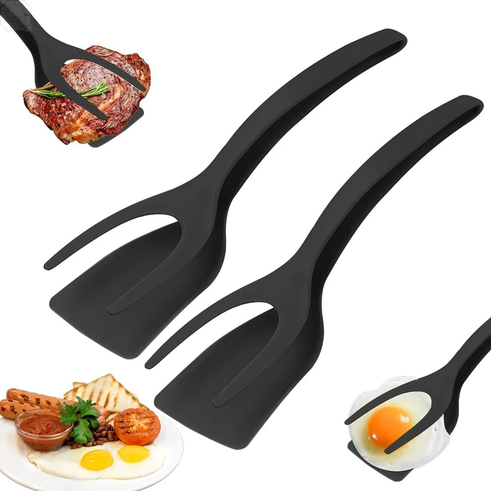 Kitchen Gadgets And Utensils - 2 In 1 Flip Spatula Tongs