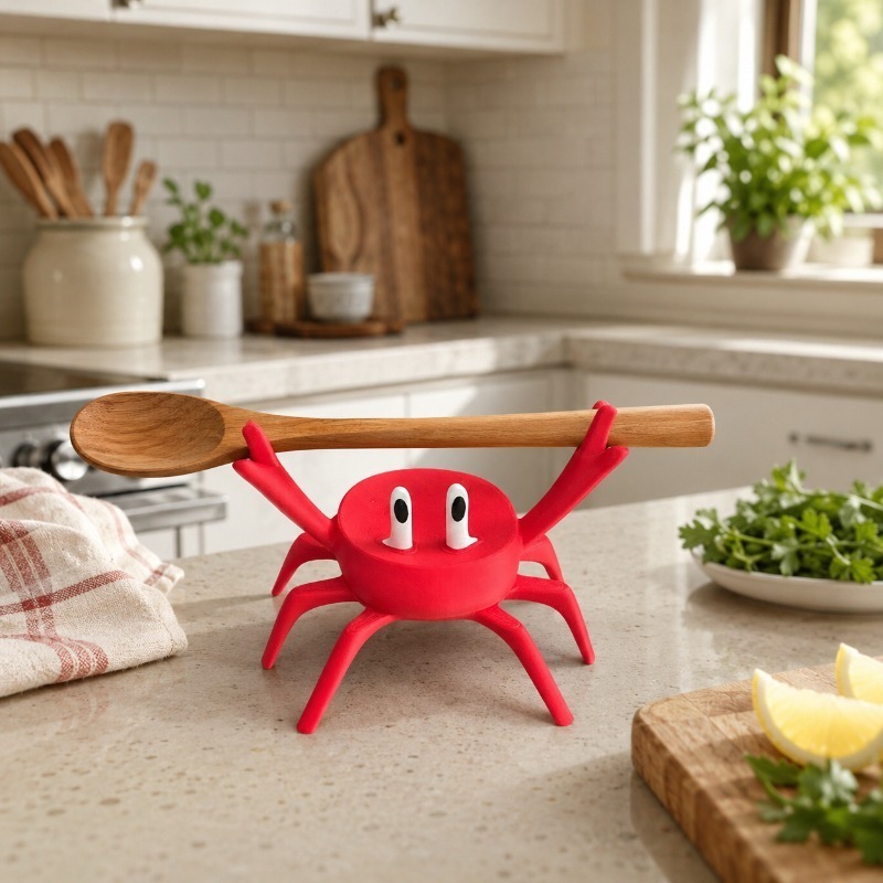 Kitchen Gadgets And Utensils - Red Crab Spoon Rest, Cute Crab