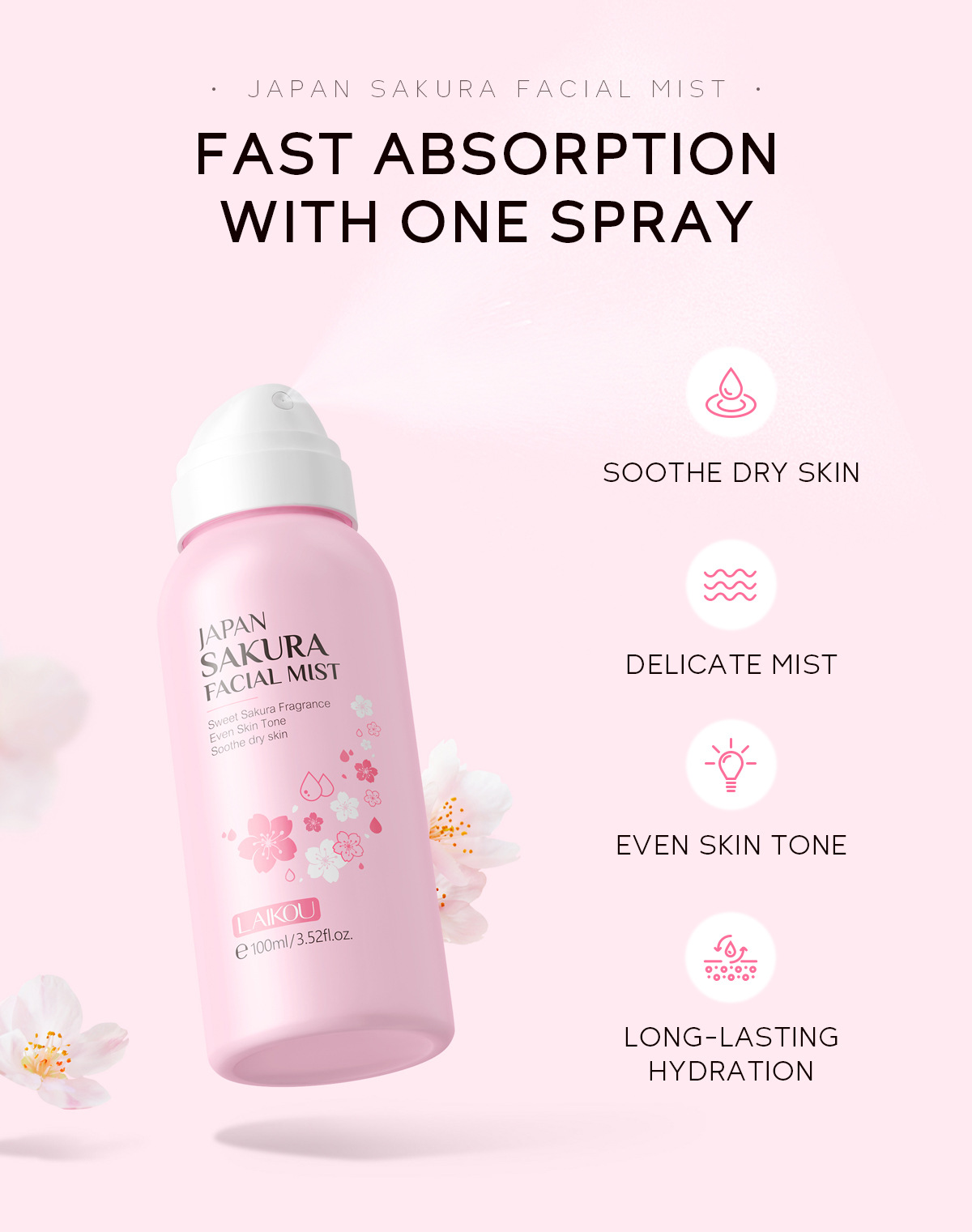 LAIKOU Sakura Facial Mist Brig - Oil Mister Spray Bottle 评论和价格
