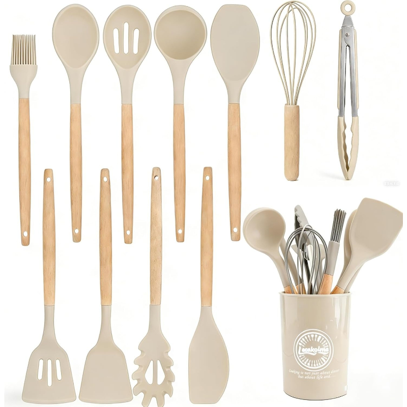 Wooden Handle Silicone Kitchen - Kitchen Gadgets And Utensils 评论和价格