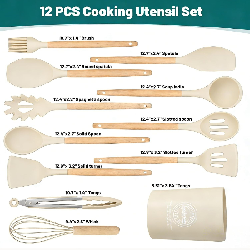 Wooden Handle Silicone Kitchen - Kitchen Gadgets And Utensils 评论和价格